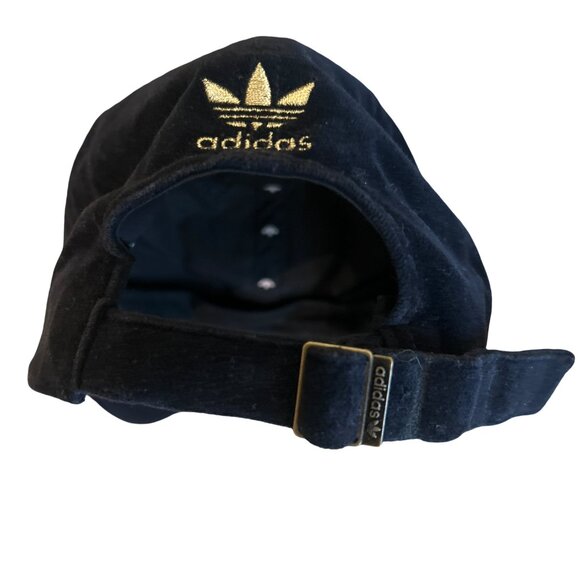 Vtg ADIDAS Originals Hat Womens Dark Navy Gold Trefoil Logo OSFW Y2K 90s Cap main image 6